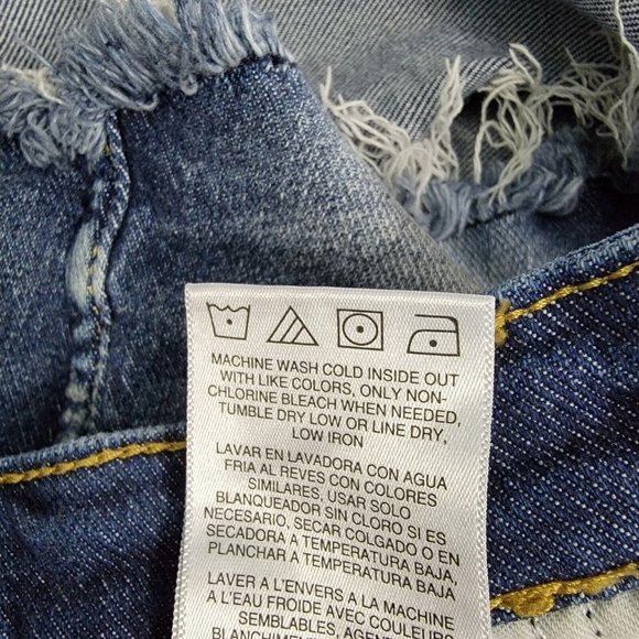 Lee High Rise Cut Off Shorts  24 Lightly Distressed Dark Wash Pockets Stretch - Picture 6 of 6